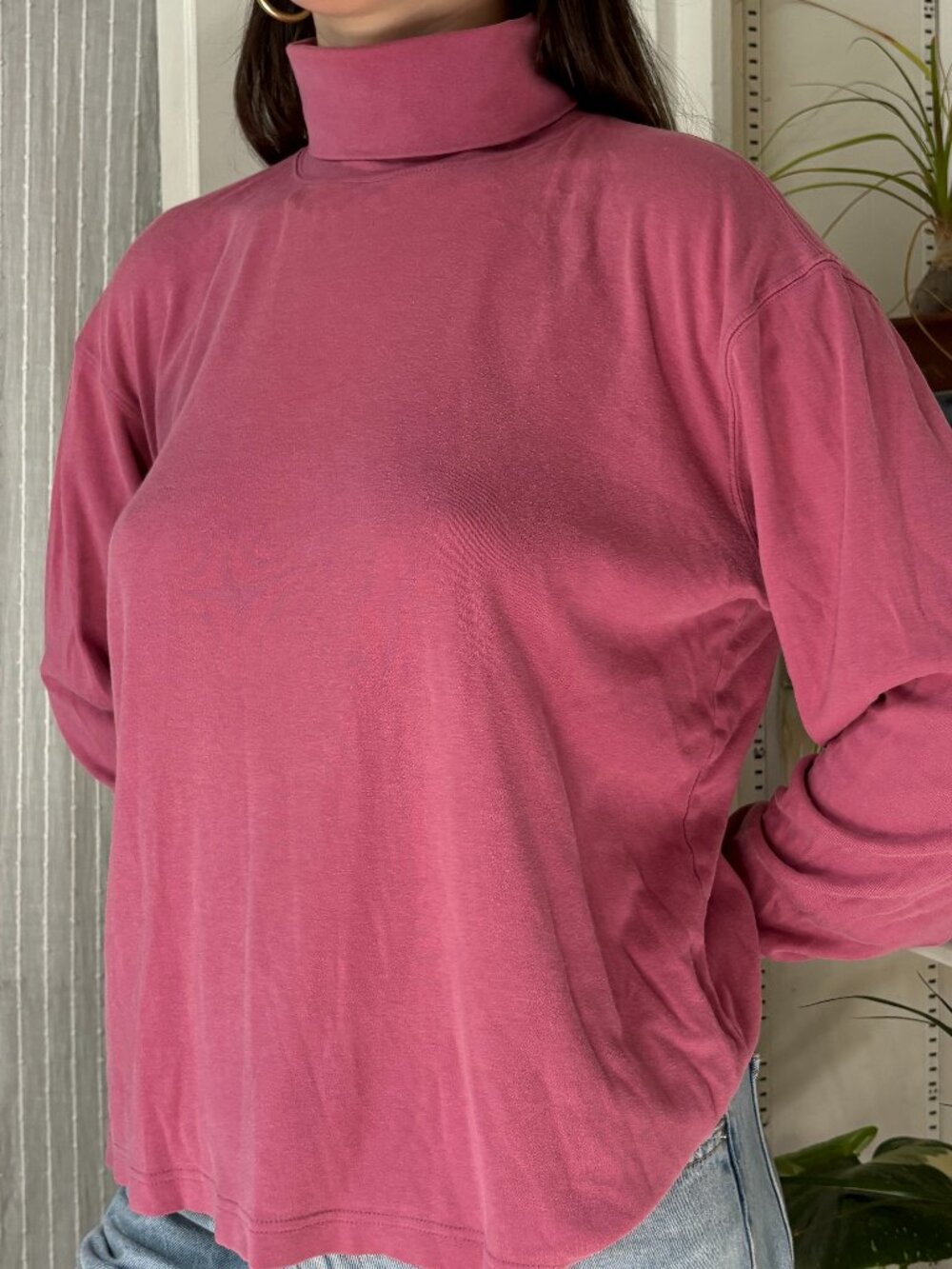 Vintage Pink Turtleneck Tee - M